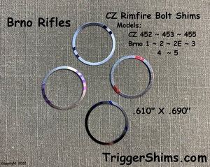 CZ / Brno Rimfire Bolt Shims ~ Click-to-Enlarge CZ / Brno Rimfire Bolt Shims